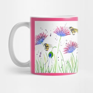 Bumble bees and Blue and Purple Flowers Mug